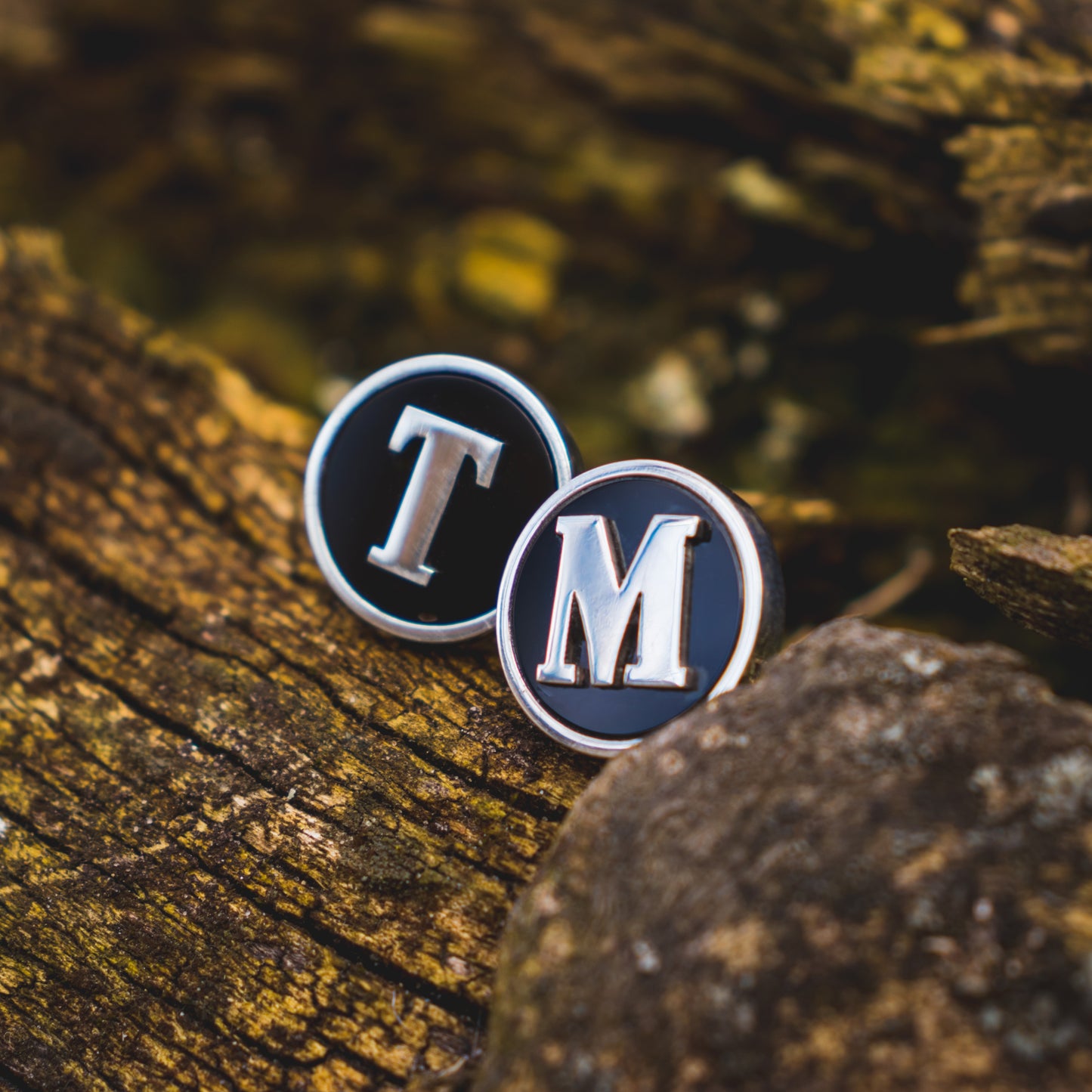 Sterling Silver Monogram Cufflinks with AGATE (set of 2pcs.)